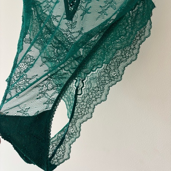 Victoria's Secret EMERALD GREEN Unlined Wicked Lace Up Teddy SOLD OUT in XL - Picture 4 of 8